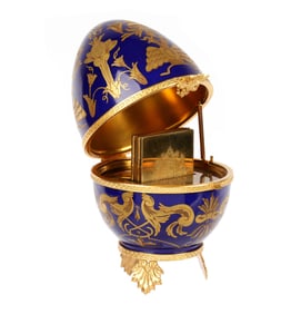 Limoges Faberge Porcelain Egg with Picture Frames