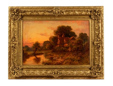 Benjamin Leader Sunset River Landscape with Figure