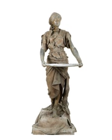 after Louis Hottot Spelter Arab Girl with Tray