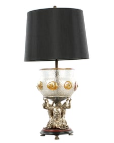 Figural and Bohemian Glass Lamp