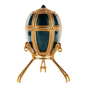 Faberge Style Enameled and Jeweled Egg