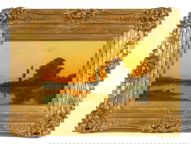 attr Hippolyte Delpy Sunset River Landscape Vernon