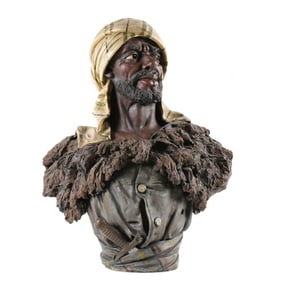 Polychrome Decorated Terracotta Orientalist Bust