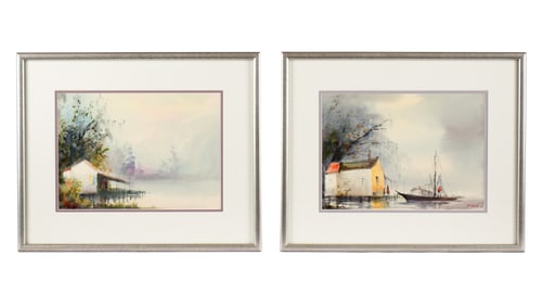 Two Nestor Fruge Louisiana Bayou Watercolors