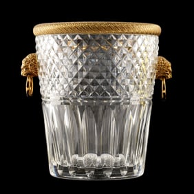 Baccarat Style Gilt Mounted Crystal Ice Bucket