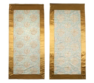 Pair Chinese Dragon Silk Embroidery Wall Panels