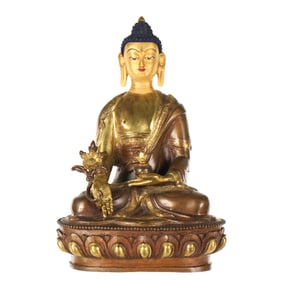 Chinese Gilt and Painted Bronze Seated Buddha