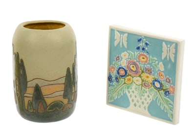 Art Accardi Vase and Rookwood Pottery Trivet