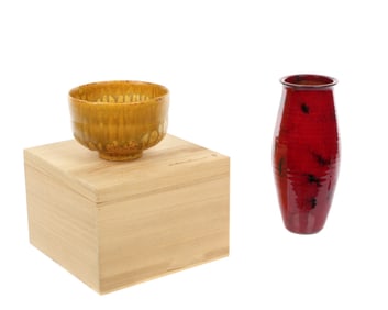 Brother Thomas Bezanson Pottery Vase and a Bowl