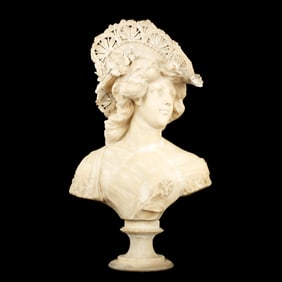 Adolfo Cipriani Alabaster Bust of a Woman