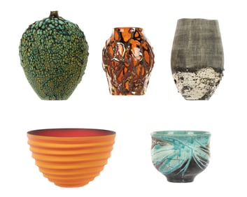Five Piece Contemporary American Art Pottery