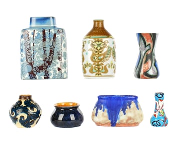 Seven Piece Continental Art Pottery Vases