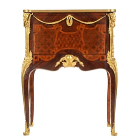 French Simon Oeben Style Louis XV Inlaid Drop Front Desk