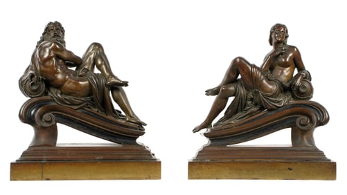 after Michelangelo Day and Night Bronze Chenets