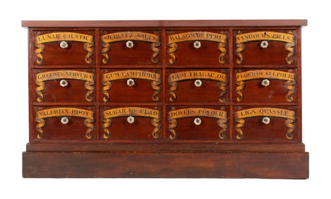 Paint Decorated 12 Drawer Apothecary Chest