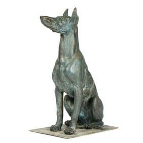 Life Size Bronze Figure of Doberman Dog Sculpture