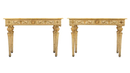 Pair 18th / 19th Century Italian Marble Top Console Tables