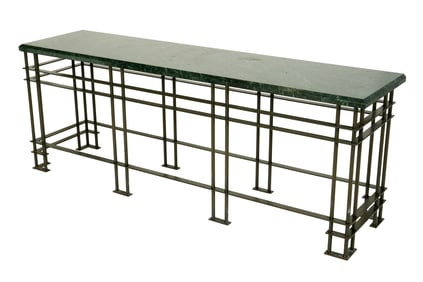 Industrial Steel Marble Top Console Table