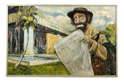 Clare Brown Florida Clown Reading Paper Painting