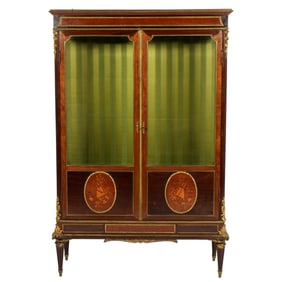 French Louis XVI Inlaid Mahogany Display Cabinet