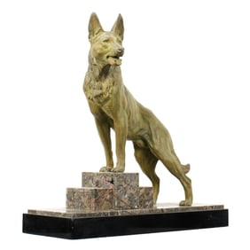 Louis Carvin Deco Spelter German Shepherd Dog