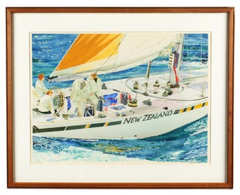Marc Castelli New Zealand Yacht Racing Lithograph
