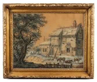 George Morland Rural House and Cows Mixed Media