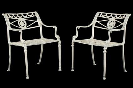 Pair Kenneth Lynch & Sons Aluminum Garden Chairs