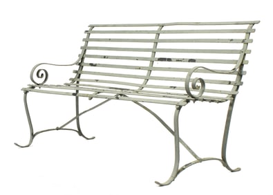 Painted Wrought Iron Garden Bench