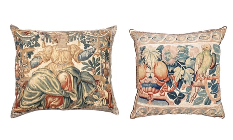 Two Continental 17/18th C. Tapestry Panel Cushions