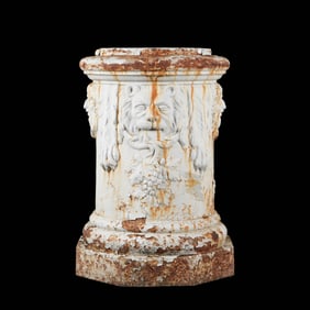 Large Painted Cast Iron Garden Pedestal Base