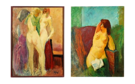 Two Large Loran Wilford Portraits of Nude Women