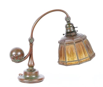 Tiffany Studios Bronze Linenfold Counter Balance Desk Lamp