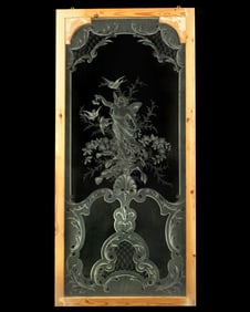 Large Neoclassical Angel Etched Glass Window