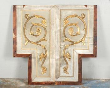 Pair French Carved & Painted Architectural Panels