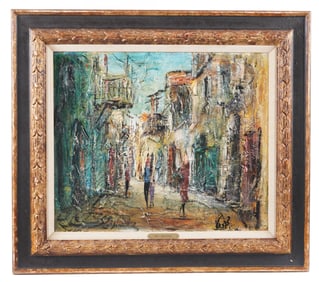 Zhi Raphaeli Jerusalem Alley Scene with Figures