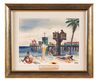 Watson Cross Santa Catalina Green Pleasure Pier Watercolor