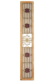 19th Century Patterned Glass & Filigree Transom Window
