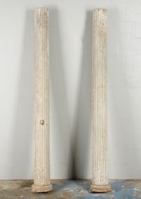 Pair Fluted and Painted Architectural Full Columns