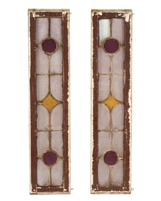 Pair Pattered and Stained Glass Windows