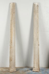 Pair Painted Fluted Half Columns