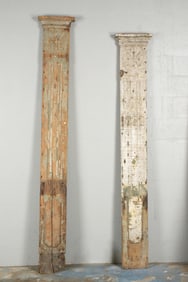 Pair Carved and Painted Flat Column Panels