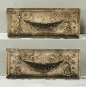 Pair Neoclassical Poured Stone Friezes