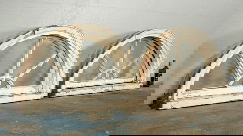 Pair White Semi Circle Transom Lentil Windows