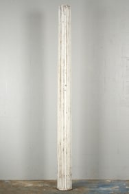 Single Carved Fluted and Painted White Column