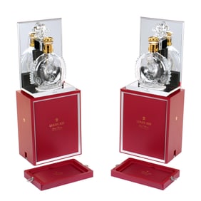 Pair Baccarat Remy Martin Louis XII Cognac Bottles