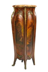 French Vernis Martin Style Marble Top Pedestal