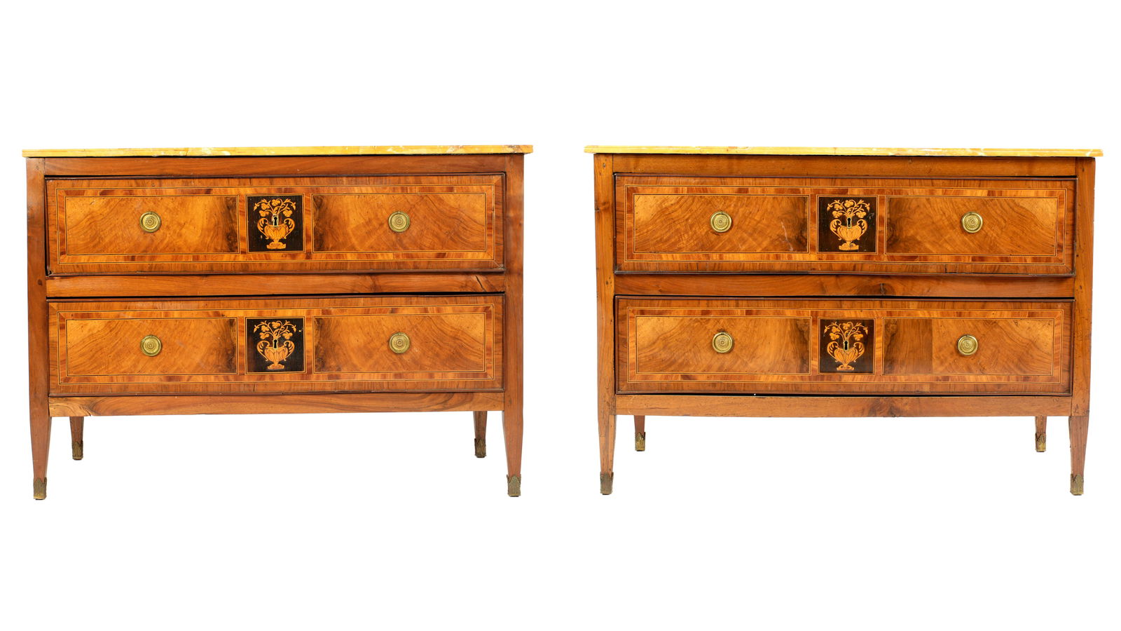 Pair 18th C. Italian Marble Top Inlaid Commodes (1 of 15)