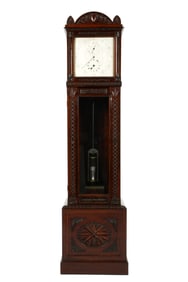 19th C. English Carved Tall Case Regulator Clock