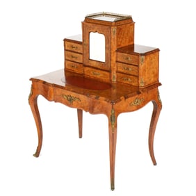 19th C. French Inlaid Walnut Ladies Writing Desk